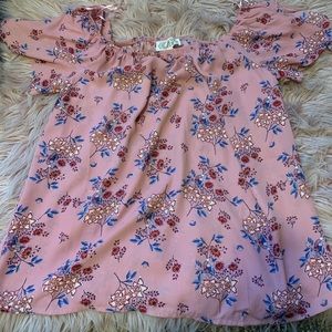 Pink Rose Floral and Pink Off the Shoulder Top